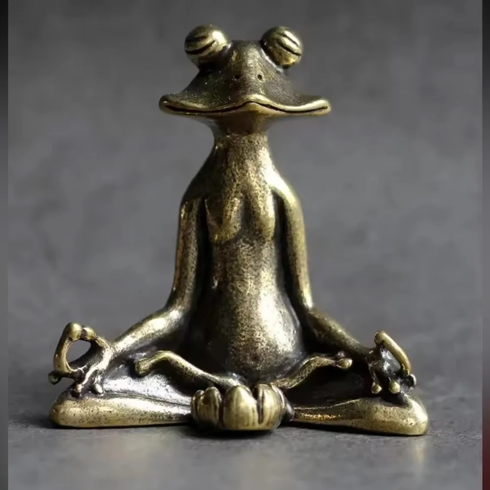 Yoga Frog Meditative Frog Figurine in Bronze Finish